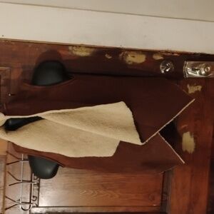 #16. Brown  chaps Vest with Cream Scarf